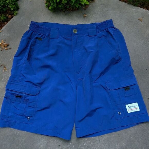 Bimini Bay Performance Outdoors Fishing Navy Blue Nylon Shorts Men's Size Medium - Picture 1 of 7